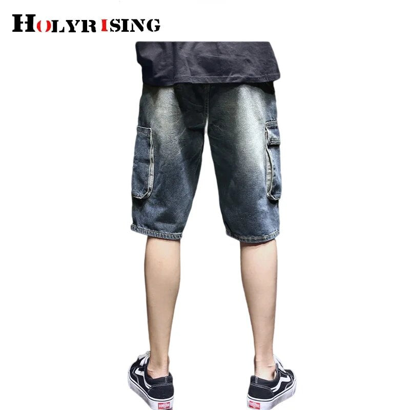 men denim shorts hot casual pockets calça masculina loose thin jeans for man button classic hole trendy summer solid 청바지 NZ061
