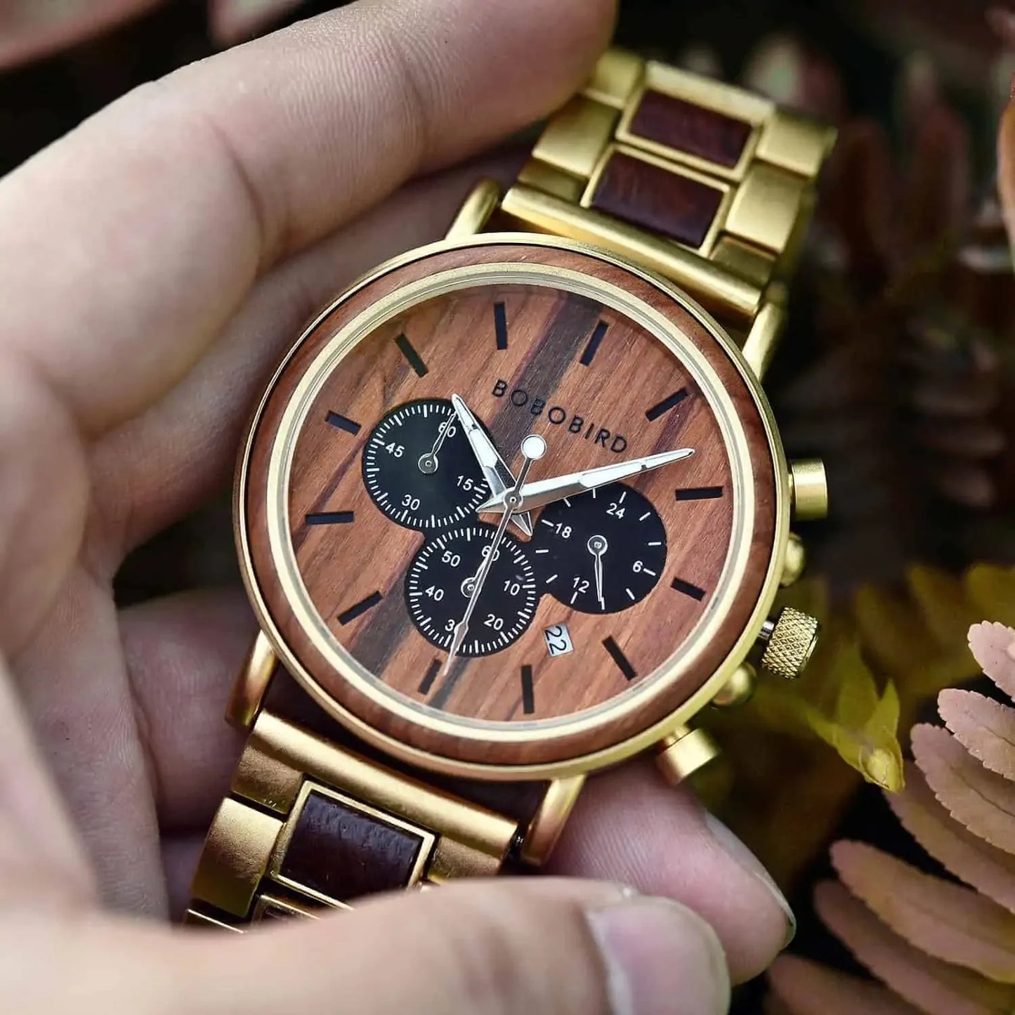 BOBO BIRD Wooden Men Watch Relogio Masculino Top Brand Luxury Chronograph Date Display Stop Watches erkek kol saati Great Gifts