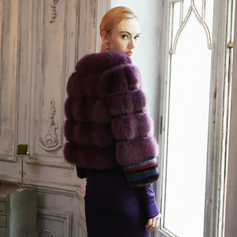 Women's Fur Coat 2223 Trend Natural Fur Long Mink Purple Fashion Outerwear Jackets Trench Coats New In Outdoor Clothes Clothing