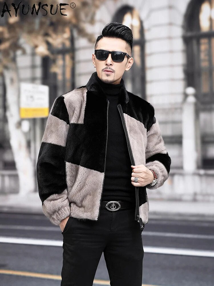 Men Jacket Thick 2024 Men's Clothing Winter Mens Jackets Velvet Real Mink Coat Short Male Clothes Ropa Hombre LXR413