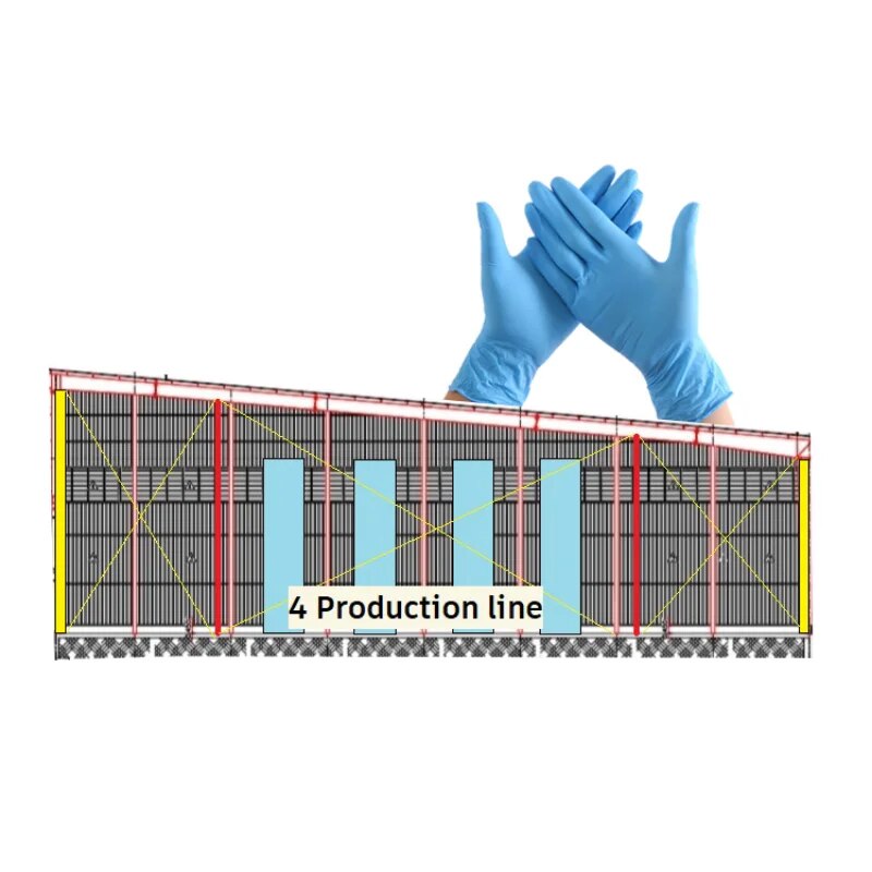 China 80m Long Rubber Nitrile Latex Glove Dipping Production Line 3D Medical Surgical House Hold Surgical Gloves Making Machine