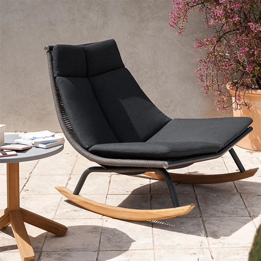 Single Outdoor Lazy Recliner Design Lounge Accent Rattan Comfy Living Room Chairs Rocking Reading Chaise Lounges Patio Furniture