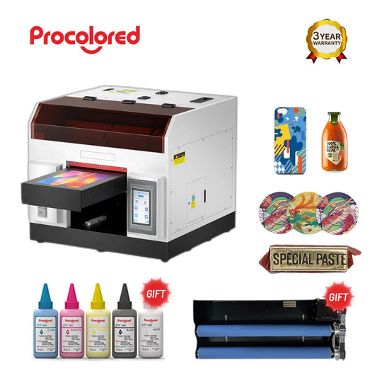 Procolored UV Printers A3 A4 Size For  Phone Case Wood Bottle Glass Metal Impresoras Machine