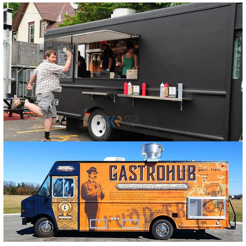 Mobile Fast Food Truck Dining Car Food Trailer For Europe Vendors Hotdog Ice Cream Food Trucks