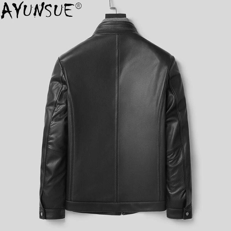 Autumn Coat Male Men's Genuine Cowhide Leather Jacket Men Clothing 2024 New Stand Up Collar Clothes Hommes Veste LXR960