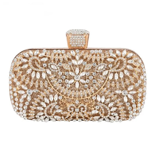 Diamond Evening Clutch Bag For Women Wedding Golden Clutch Purse Chain Shoulder Bag Small Party Handbag With Metal Handle ZD1397