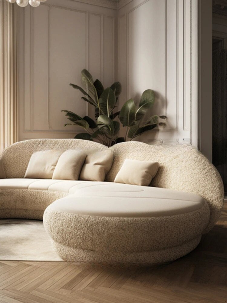 Cream Wind Beauty Salon Creative Sofa French Cream Wind Furniture House Quiet Wind Sofa Lamb Velvet Arc Sofa
