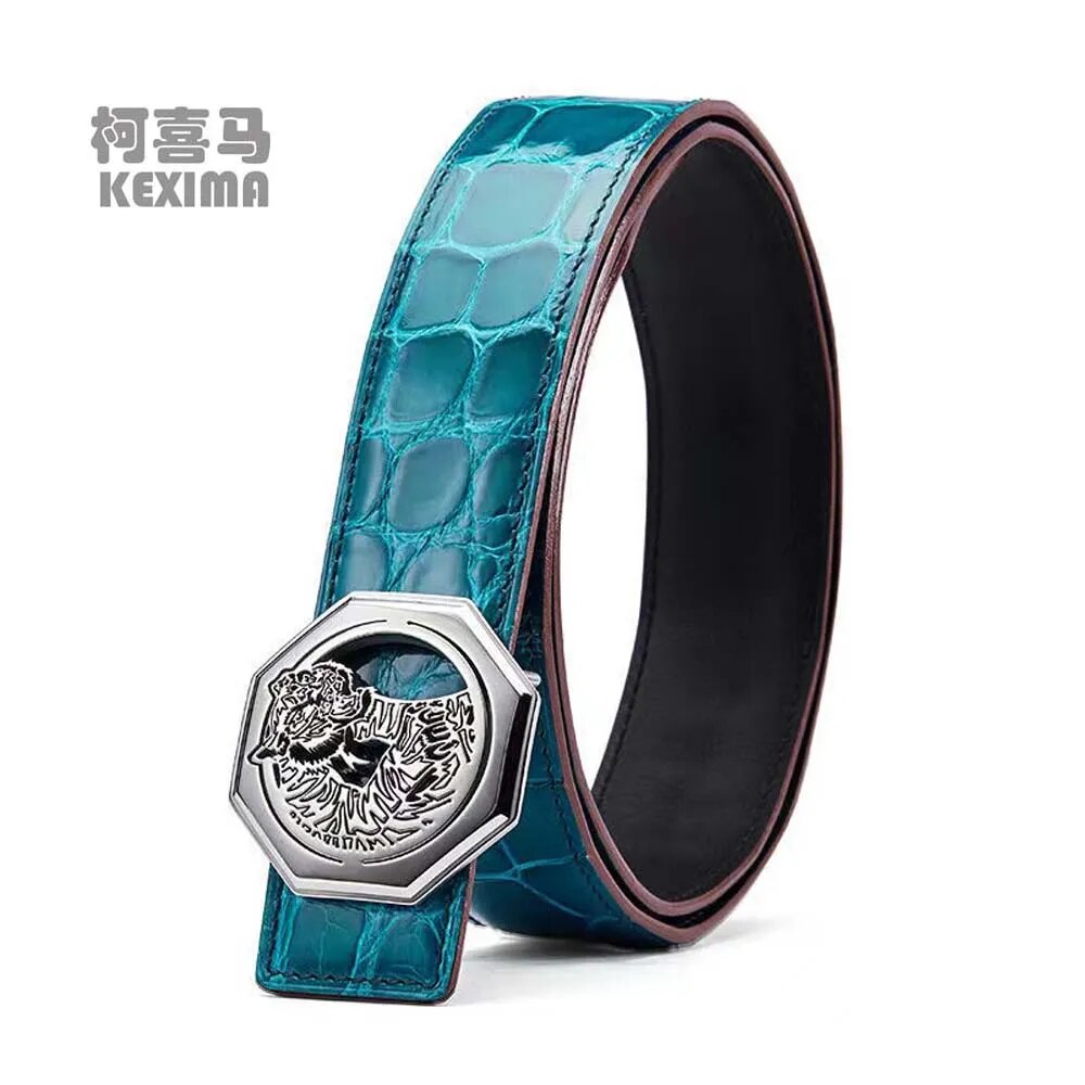 gete new crocodile leather belt  male  Smooth buckle  highlights men crocodile belt business americas alligator leather for male