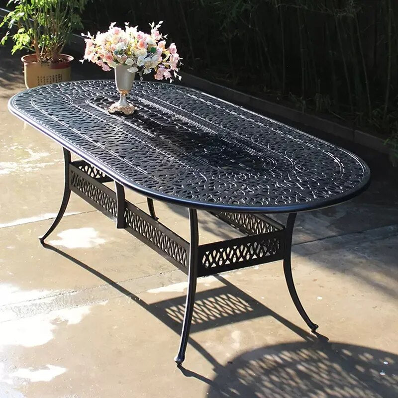 set of  9pcs outdoor furniture dining set solid aluminum oval table chairs backyard sets garden furniture set antrust waterproof