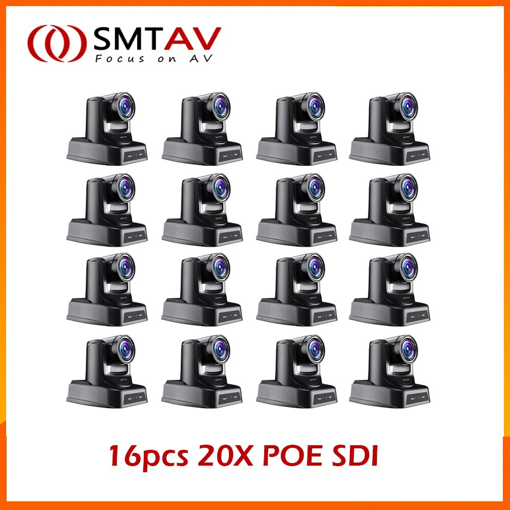 16pcs SMTAV POE SDI Camera 20x + 16x high-Speed PTZ 3G-SDI+HDMI+IP Streaming Outputs Video Conference Camera