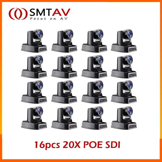 16pcs SMTAV POE SDI Camera 20x + 16x high-Speed PTZ 3G-SDI+HDMI+IP Streaming Outputs Video Conference Camera