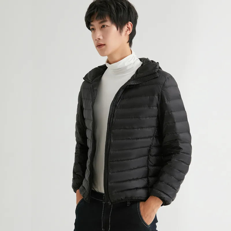 Man Winter Autumn Jacket White 90% Duck Down Jackets Men Hooded Ultra Light Down Jackets Warm Outwear Coat Parkas Outdoors - KAISERINC