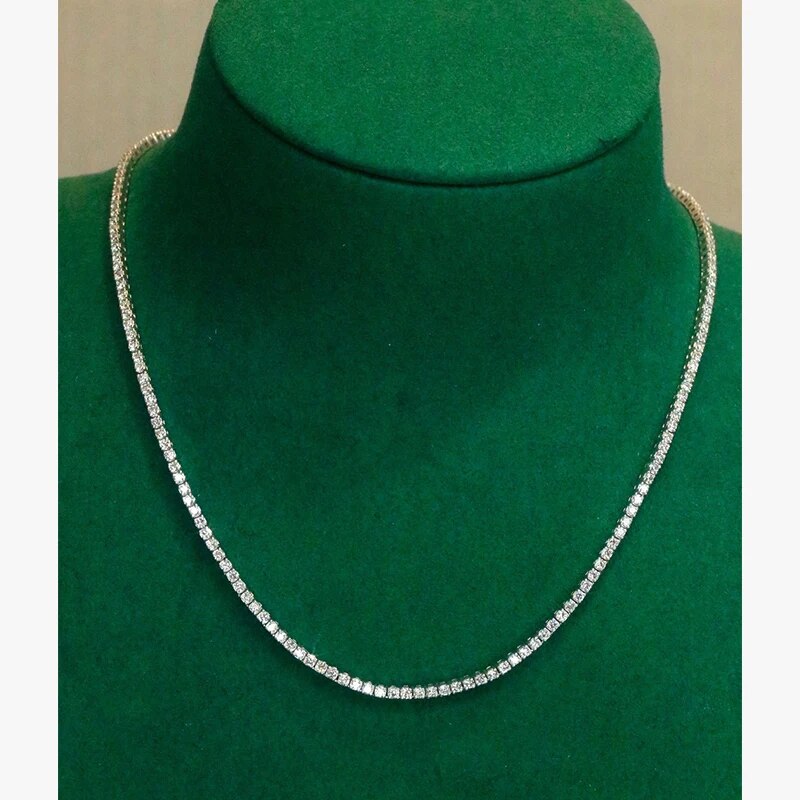 Aazuo Fine jewerly 18K Gold Real Diamonds 5.2ct H SI Luxury Classic Tennis Necklace Gife For Woman Senior Party Charm Jewelry