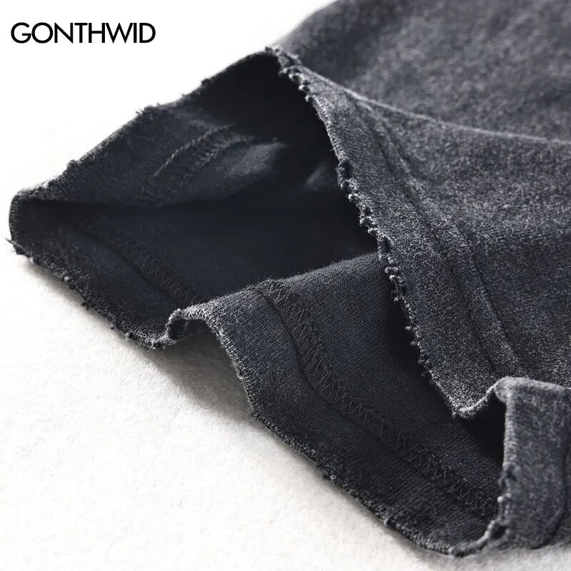 Vintage Men Tshirt Streetwear Hip Hop Graphic Print Punk Gothic Washed T-Shirt Harajuku Fashion Casual Loose Cotton Tee Shirts