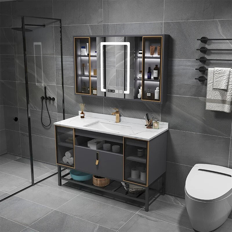 Mirror Sink Bathroom Cabinets Jewelry Wall Washbasin Entrance Bathroom Cabinets Shelves Armario Banheiro Furniture WW50BC