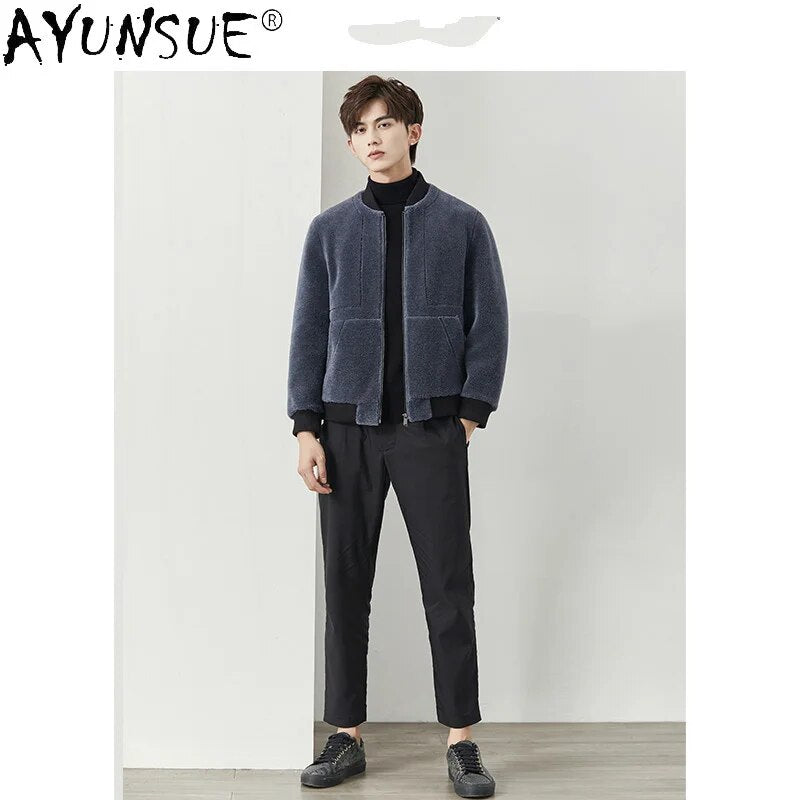 New Winter Jacket Men Clothing 2020 Korean Style Warm Baseball Casual Real Wool Fur Coat Male Chaquetas Hombre LXR871