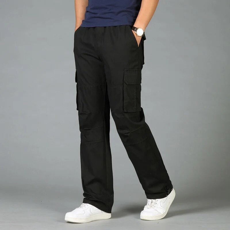 Military Pants Men's Big Tall Large Size Plus Oversized Trouser Elastic Waist Multi Pocket Cargo Male Loose Jogger 6XL 5XL