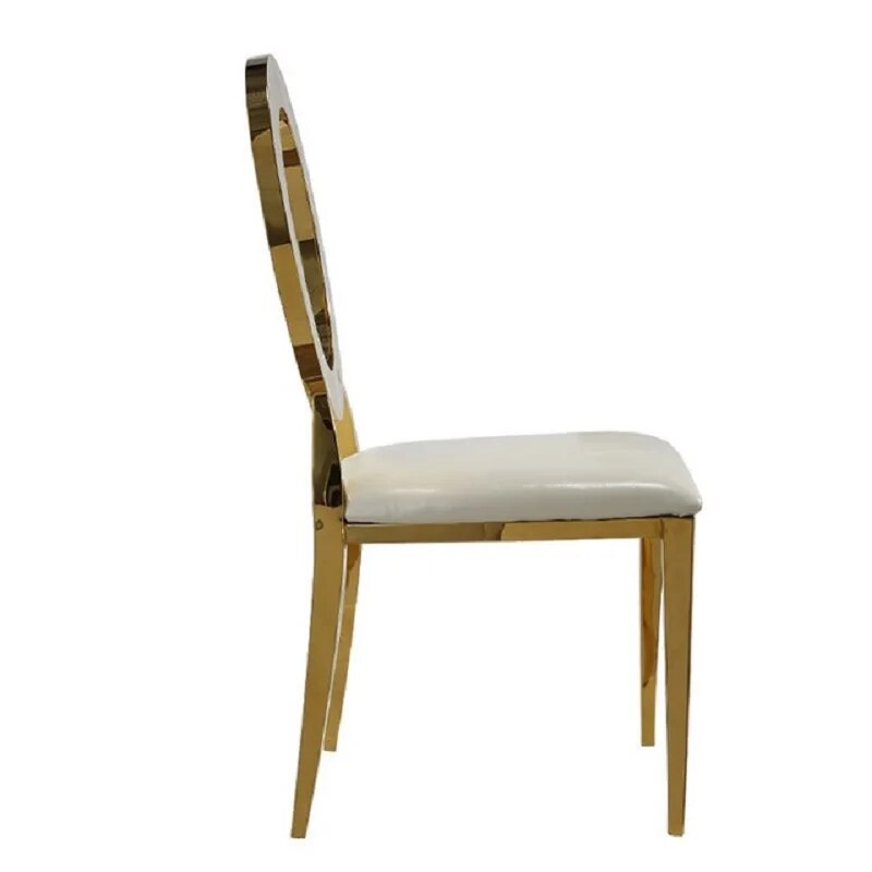 U-BEST Gold Printed Stainless Steel Dinner Event Wedding Chair For Wed Chairs White Banquet Pu Chair Home Furniture  4pcs/lot