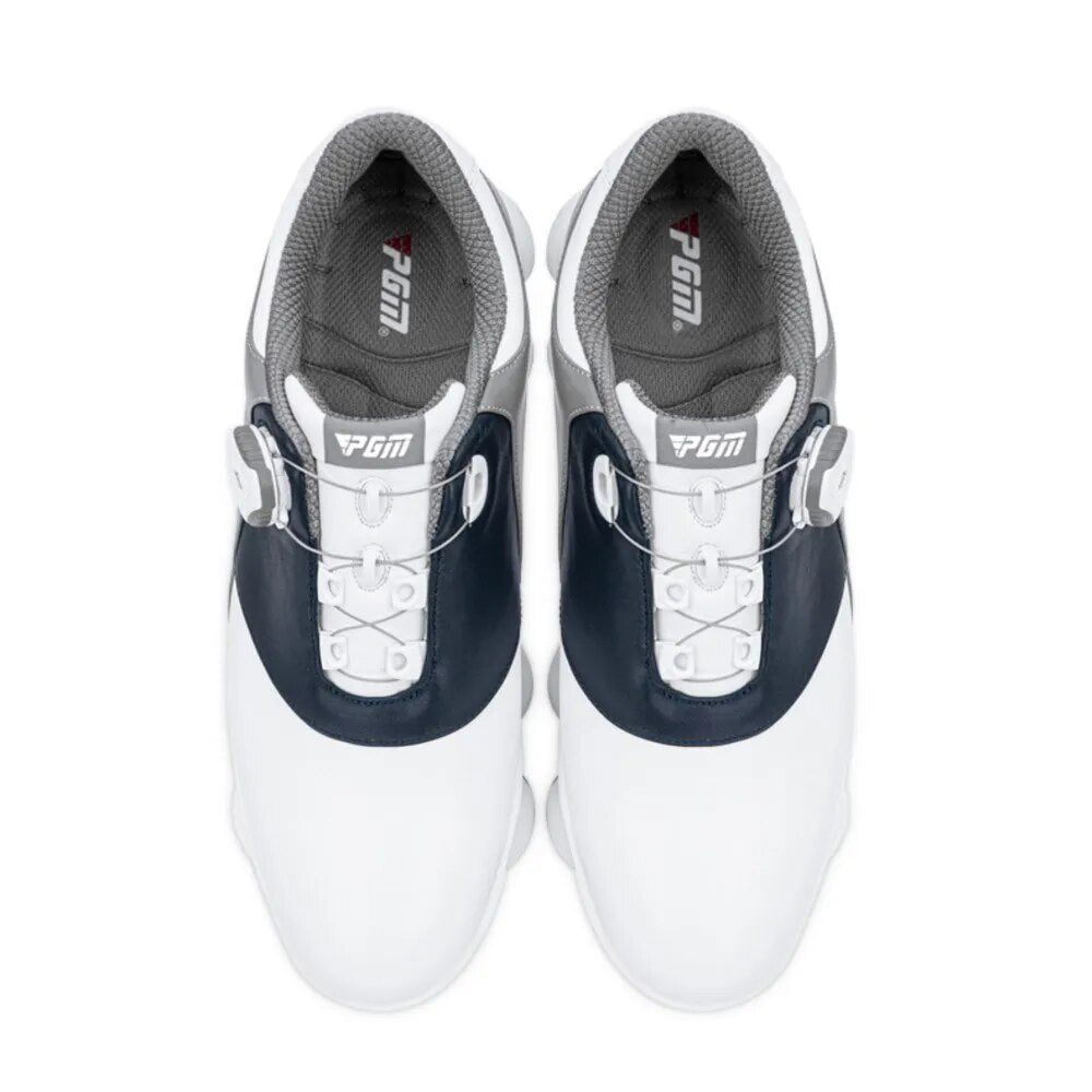 PGM Men Genuine Cow Leather Golf Shoes Movable Spike Antiskid Waterproof Breathable Swivel Laces Casual Sneakers Cowhide Shoe