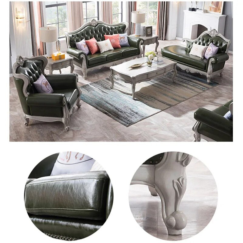 American Solid Wood Left Chaise Longue Combination Sofa Small Apartment European Modern Simple Chair Sleeper Bed Furniture
