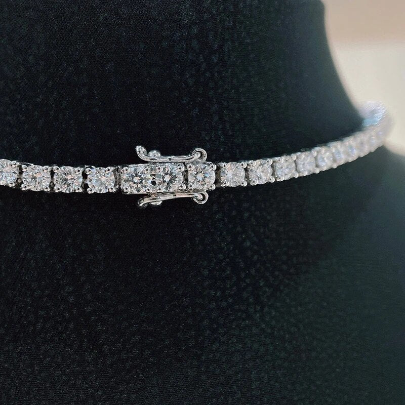Aazuo Fine jewerly 18K Gold Real Diamonds 8.85ct F VS Luxury Classic Tennis Necklace Gife For Woman Senior Party Charm Jewelry
