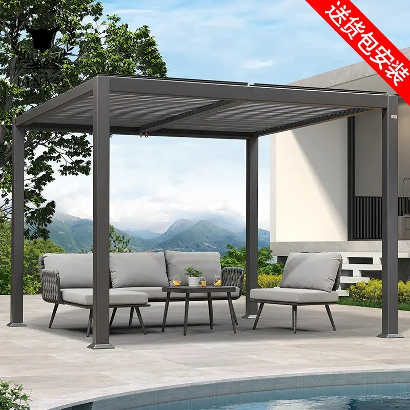 Factory Wholesale Price Gazebos Motorized Louver Adjustable Louvered Roof Aluminum Pergola