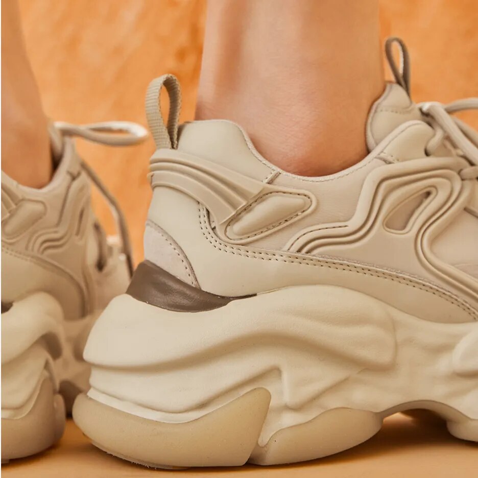 BeauToday Chunky Sneakers Women Suede Leather Lace-up Solid Fashion Breathable Ladies Shoes Thick Sole Trainers Handmade 29464