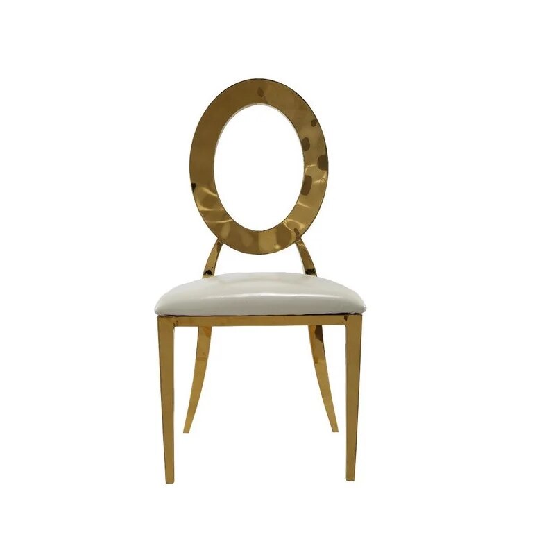 U-BEST Gold Printed Stainless Steel Dinner Event Wedding Chair For Wed Chairs White Banquet Pu Chair Home Furniture  4pcs/lot