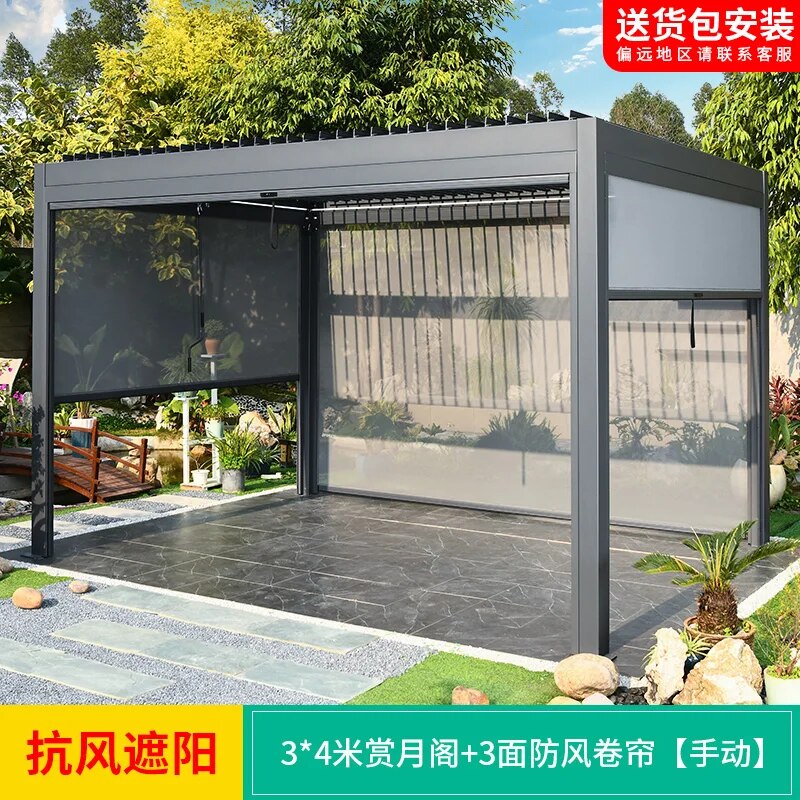 Hot sell motorized electric aluminum sun shading aluminum louver roof Motorized openning roof system aluminum sun louver roof