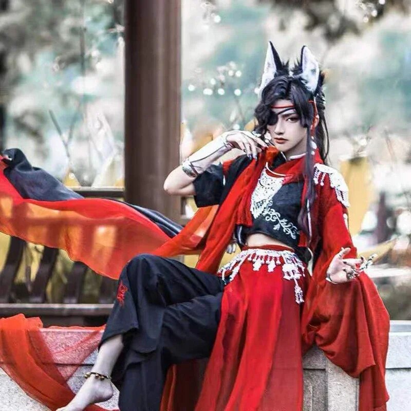 Tian Guan Ci Fu Hua Cheng Cosplay Costume Red Chinese Antique Costume Han Fu Suit Halloween Uniform