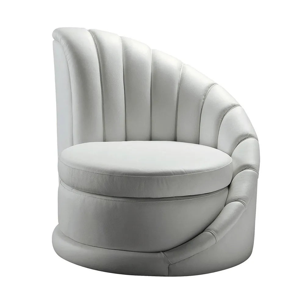 MANBAS Modern Italia Design Genuine Leather Living Room Chair Nordic Leisure Armchair ø90 X 96 Cm In Round and Stylish Furniture