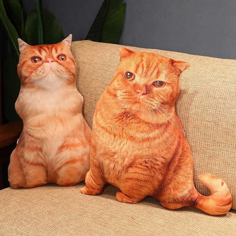 50cm Simulation 3D Cat Series Pillow Plush Toy Soft Stuffed Cute Persian Siamese Orange Cat Sleep Pillow Sofa Cushion Decor Gift
