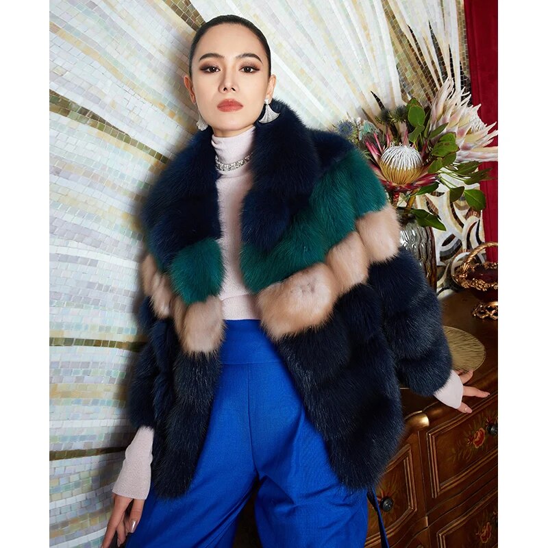 Women's Fur Coat 2223 Trend Natural Fur Short Mink Rainbow Fashion Outerwear Jackets Trench Coats New Outdoor Clothes Clothing