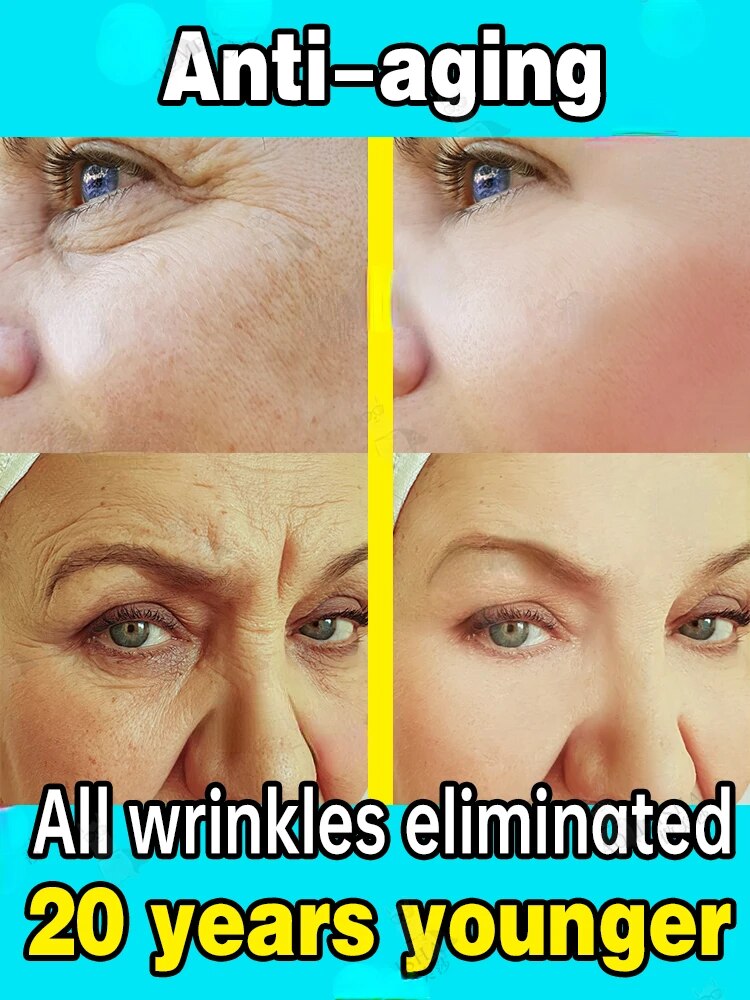 Effective anti-ageing and anti-wrinkle facial serum to remove facial wrinkles fine lines around the eyes crow's feet neck wrinkl