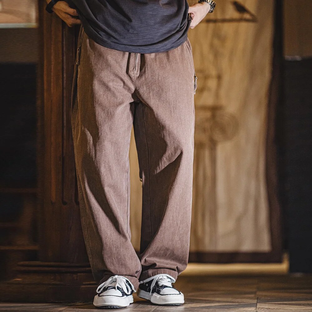 Maden Vintage Large Pockets Navy Deck Overalls Men's Straight Loose Workwear Pants Uncle Fu Amekaji Adjustable Straps Jumpsuit