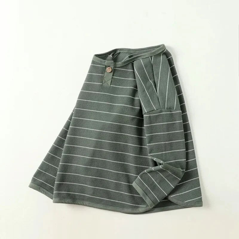 Children's Long Sleeve T-shirt Cotton Striped Shirt 2023 Autumn New Casual Loose Boy's Adolescent Bottoming