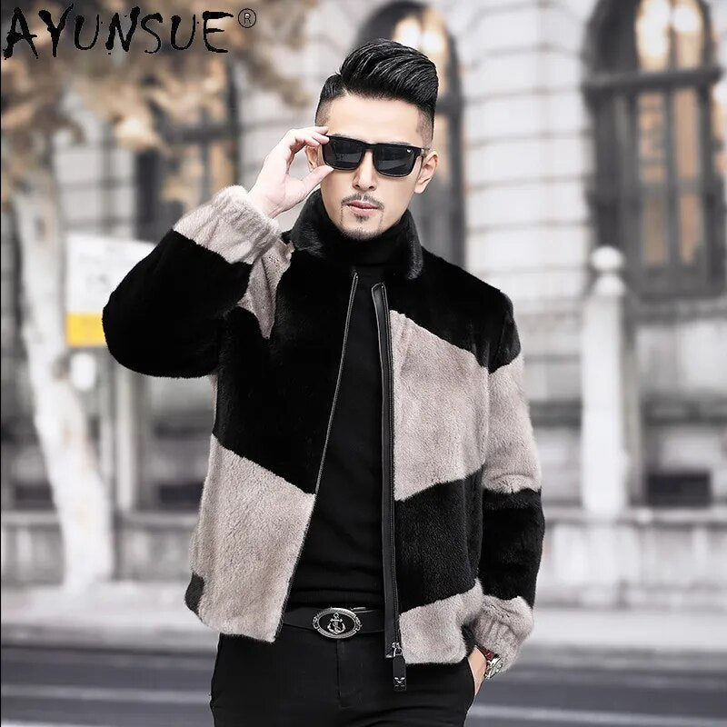 Men Jacket Thick 2024 Men's Clothing Winter Mens Jackets Velvet Real Mink Coat Short Male Clothes Ropa Hombre LXR413