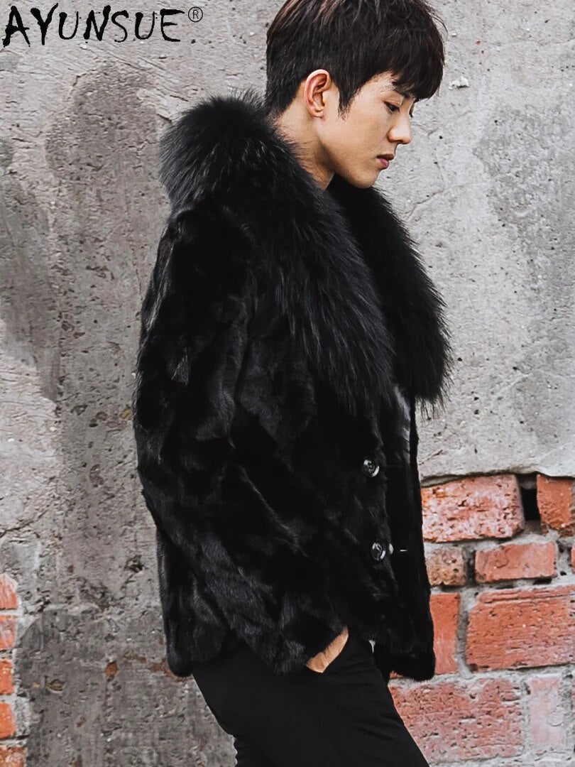 Men Jacket Winter 2024 Men's Clothing Natural Mink Fur Coat Male Warm Mens Clothes Shearling Jackets Hommes Veste LXR417