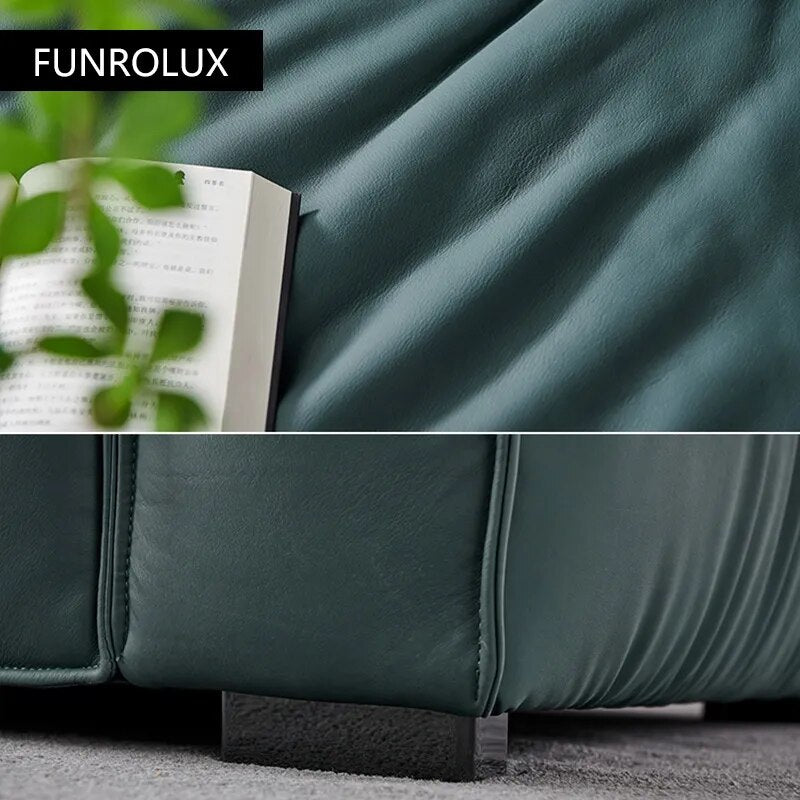 Modern minimalist modern light luxury leather sofa large apartment living room first layer cowhide high-end furniture