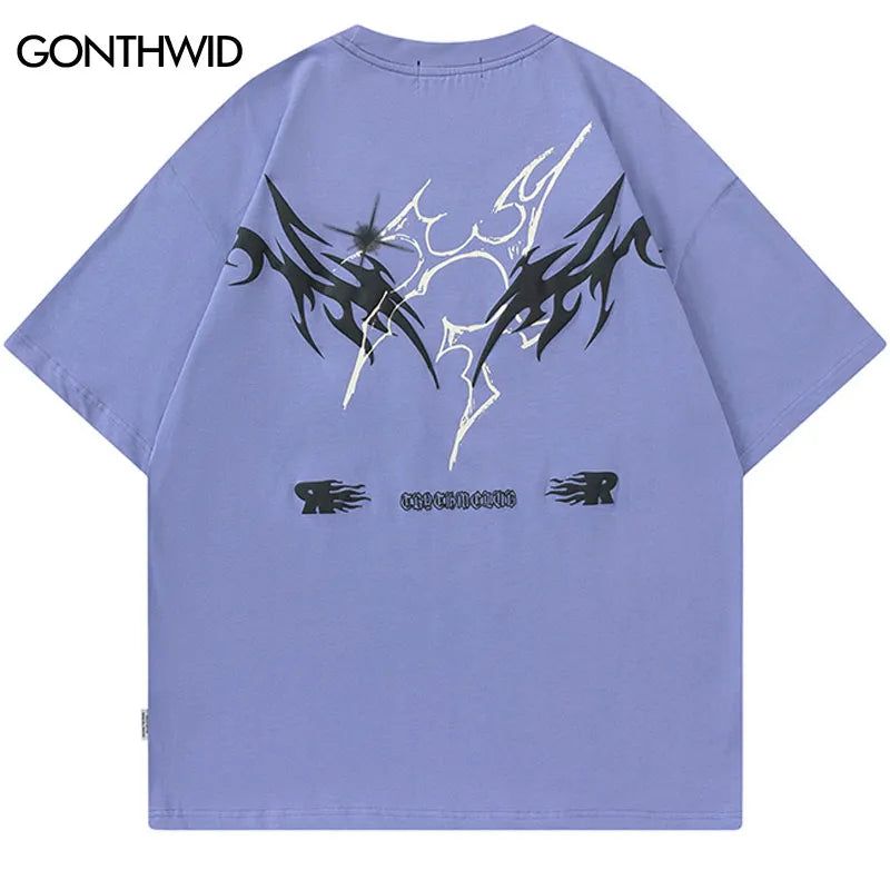 Hip Hop Oversized T Shirt Men Harajuku Letter Graphic Print Punk Gothic Tshirt 2023 Fashion Summer Cotton Loose Tee Shirts Tops