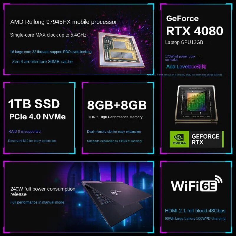 ROG Moba 7PLUS Super Version Strix G733P E-sport Gaming Laptop R9-7945HX RTX4080/4090  2.5K 240Hz 17.3Inch Computer Notebook