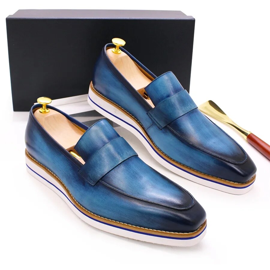 High Quality Leather Casual Shoes Flat Light Comfortable Men's Shoes Pointed Toe Handmade Loafers Office Banquet Men's Shoes