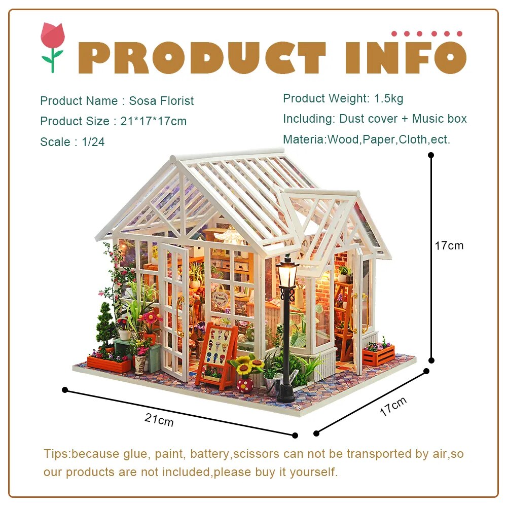 CUTEBEE DIY Dollhouse Wooden Miniature Mini Doll House with Garden to Build Furniture Kit Casa Toys for Children Birthday Gift
