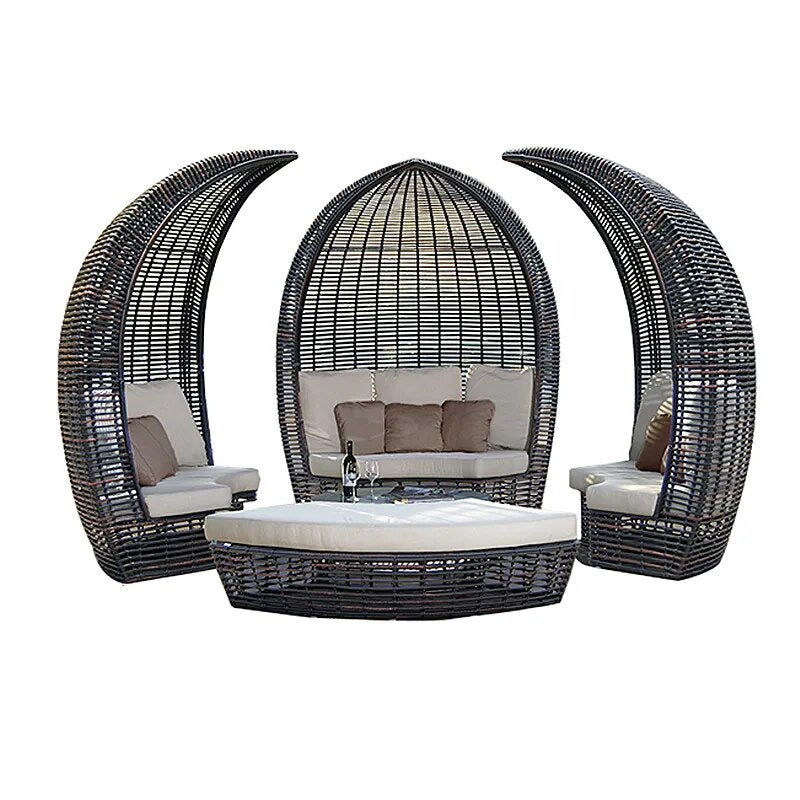 Customized Nordic household creative personality birdcage club hotel open-air sea view room split lotus leisure rattan bed