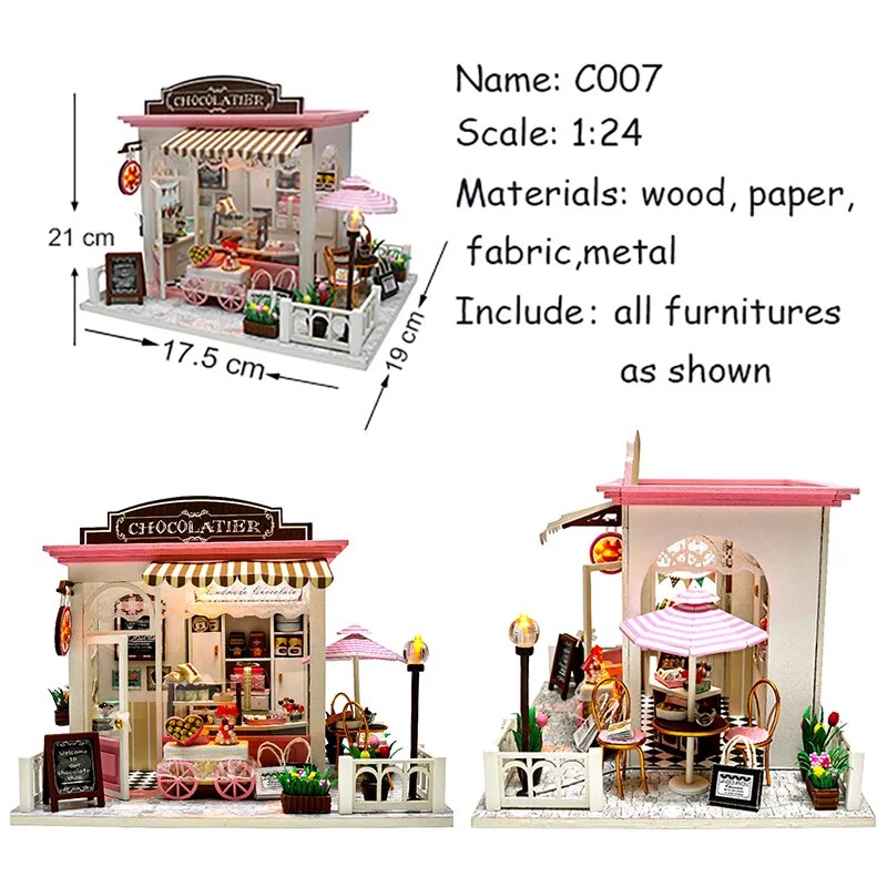 DIY Doll House Miniature Dollhouse With Furnitures Wooden House Miniaturas Toys For Children New Year Christmas Gift C&M