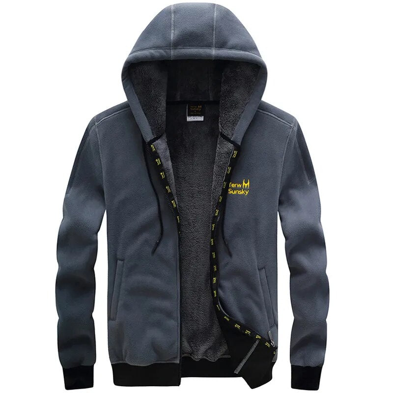 Outdoor cold resistance on both sides polar fleece pullover men's thickening and wool cardigan coat Jackets - KAISERINC