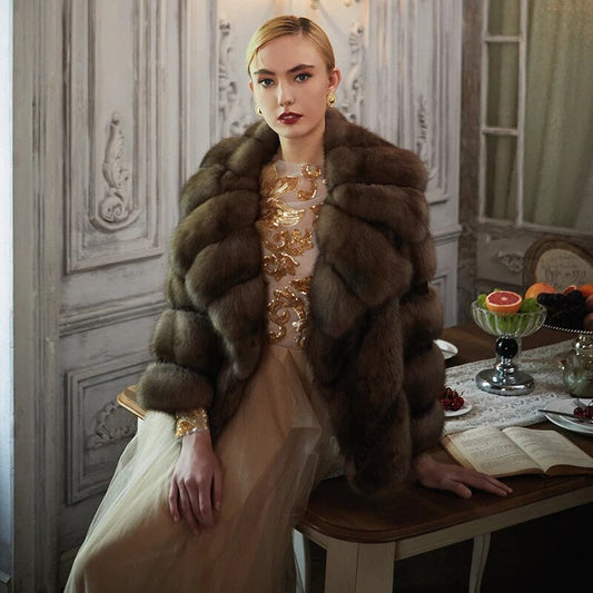 Women's Fur Coat 2223 Trend Natural The Sable Mink Fur Short Outerwear Jackets Trench Coats New in Outdoor Clothes Clothing
