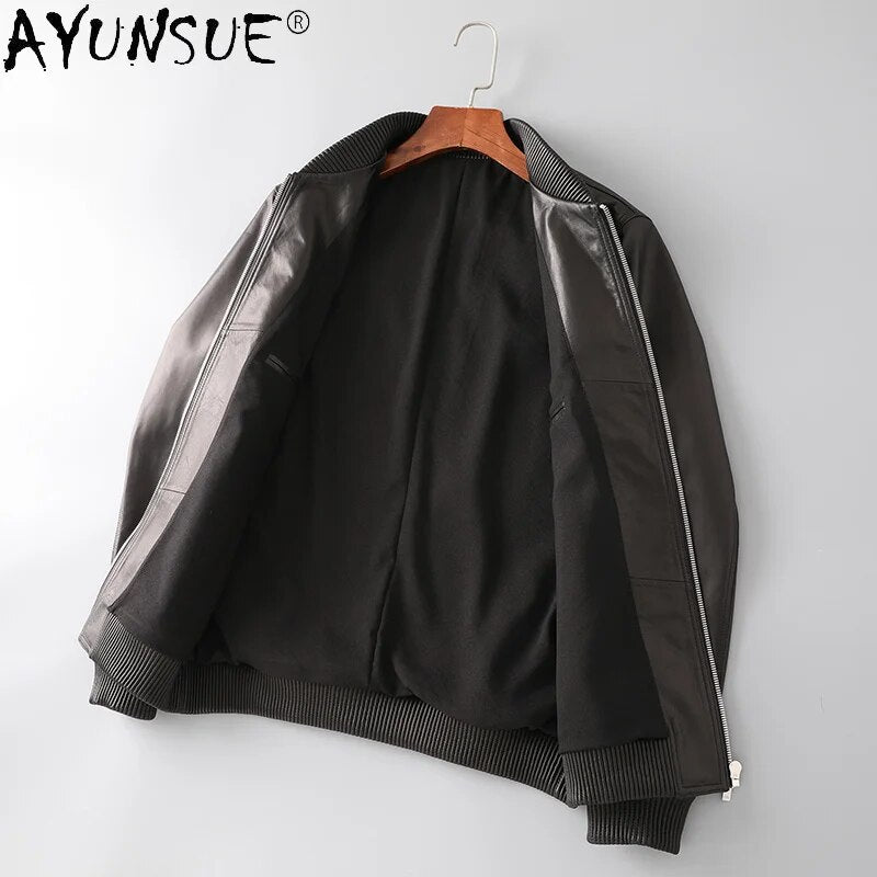 Men Jacket Genuine Leather Jackets Mens 5XL Sheepskin Clothes 2024 Men's Clothing Bomber Coat Male Hommes Veste LXR463