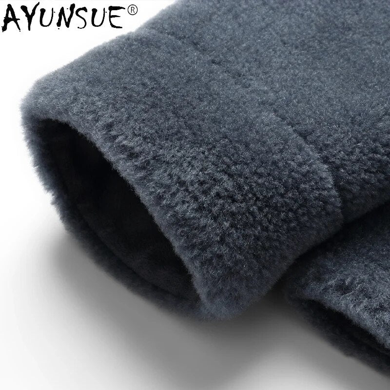 Men's Clothing Winter Jacket Men Fur Coat Real Sheep Shearing Jackets 100% Mink Collar Parkas Erkekler Ceket LXR559