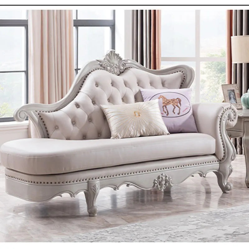 American Solid Wood Left Chaise Longue Combination Sofa Small Apartment European Modern Simple Chair Sleeper Bed Furniture